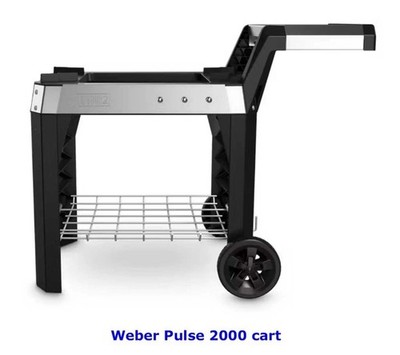 New Weber Pulse 2000 Electric Grill Black Rolling Cart w/Foldable Table FreeShip