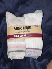 Muk Luks Crew women  s Boot Socks, 6 pk, Fits Shoe Size 6-11, Cozy w Sparkle NWT