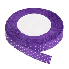 Grosgrain Ribbons 25 Yards 5/8 Inch Deep Purple with White Dots Ribbon Bow