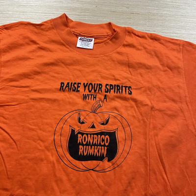 Vintage Halloween 90s 80s T Shirt Pumpkin Ronrico Rum Rumkin XL Horror