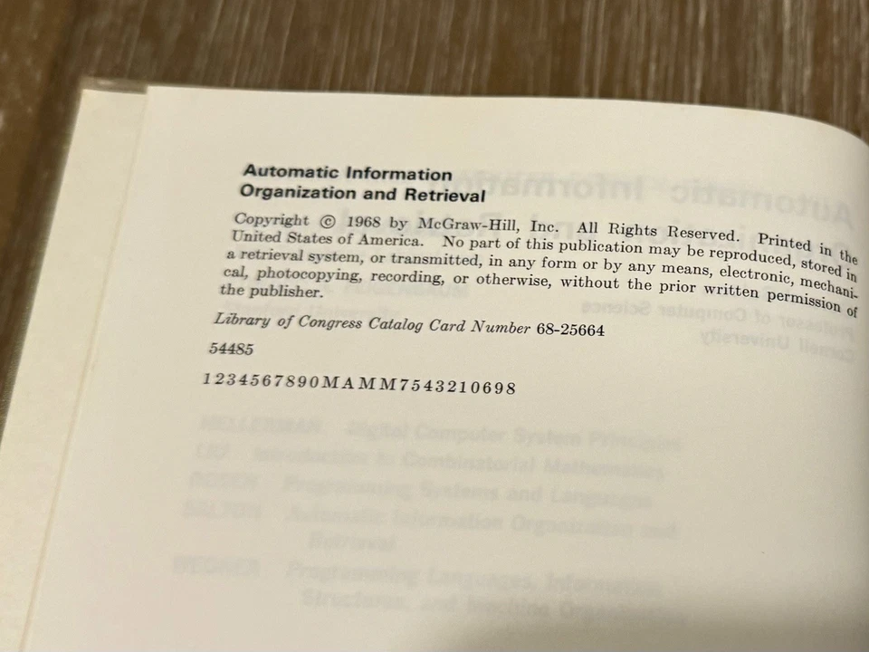 Automatic Information Organization and Retrieval by Gerald Salton 1968 HC/DJ - Image 4 of 4