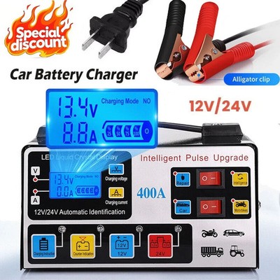 Car Battery Charger Heavy Duty 12V/24V 10A Smart Automatic Intelligent Pulse
