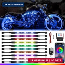 Shinight 10 Pcs Motorcycle Led Light Kits App Control Multicolor Waterproof Str