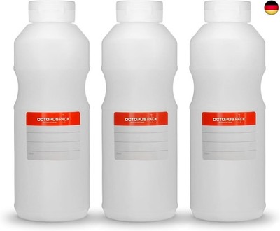Octopus 3x Quetschflaschen, Ketchupflaschen 500 ml mit weißem Ketchupdeckel und 