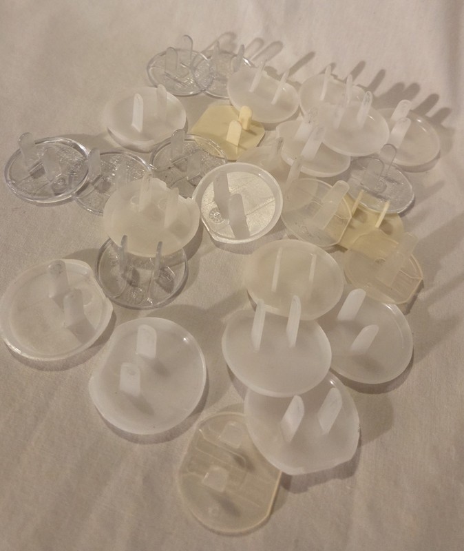 Lot of 25+ Baby Safety Outlet Plug Covers - Clear & White Child Proof Protectors