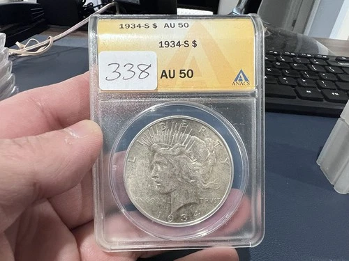 1934-S $1 Peace Silver Dollar Anacs AU50 (BHZ)
