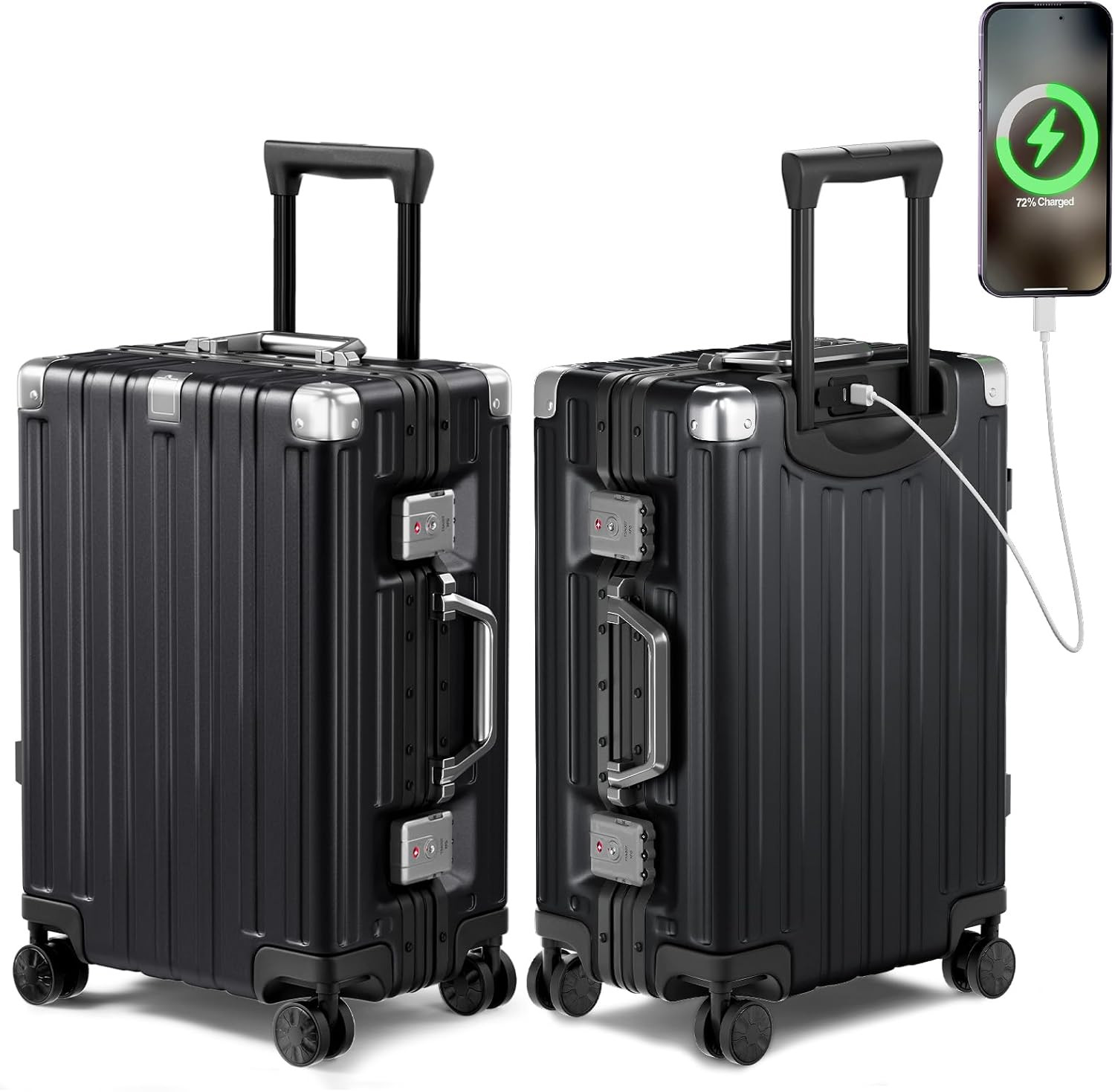 20 Inch Zipperless Luggages Usb Charger Hardside