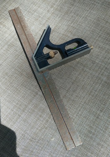 Vtg STANLEY Handyman No. H1222 1/2 Combination Square W/ Bubble Level & Scribe