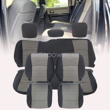 9pcs For 2009-2012 Dodge Ram Crew Cab 1500 2500 3500 Cloth Seat Cover Gray