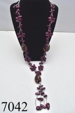 TAGUA Nut All Natural Necklace Purple Handmade in Ecuador Organic, Vegan