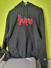 Nebraska Cornhuskers Hoodie Champion Brand Reverse Weave Black Pullover XL