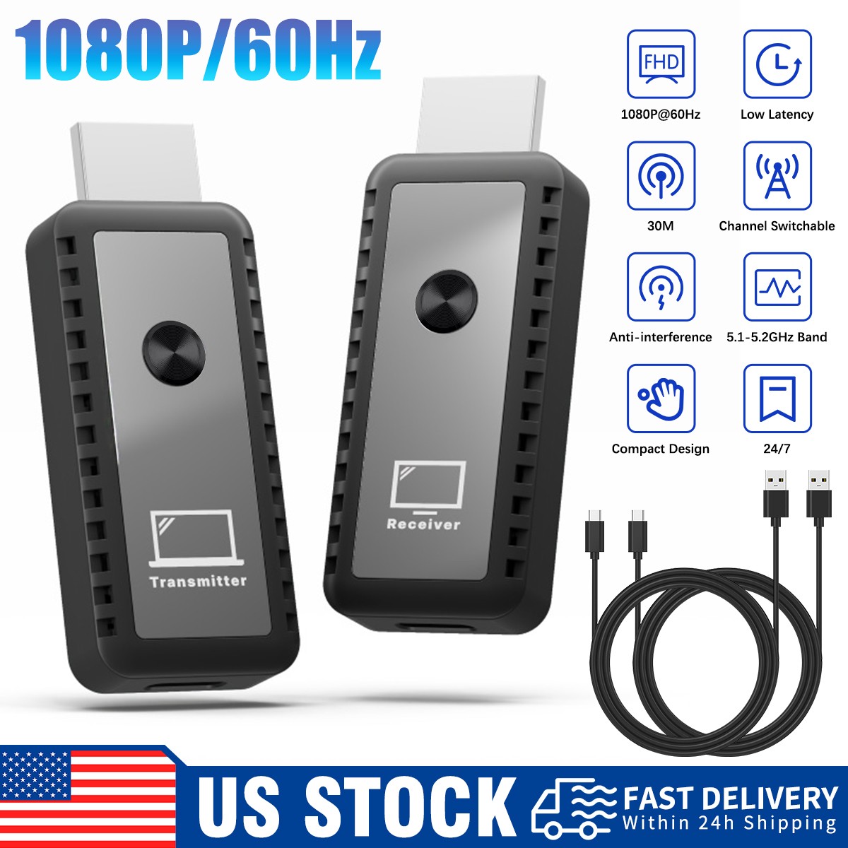 Wireless HDMI Video Transmitter and Receiver TV Stick Screen