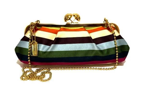 NEW COACH y2k LEGACY KISSLOCK MULTICOLOR SATIN EVENING CLUTCH PURSE BAG RARE!
