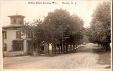 [56h] Postcard RPPC 1911, Buffalo Street Looking West, Marion New York,