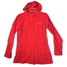 Columbia Women's Red Full Zip Fleece Hoodie Jacket Size M Outdoor Hiking