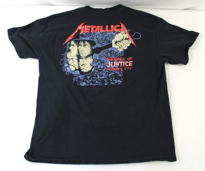 Metallica Damaged Justice Black Band T-Shirt Large | eBay