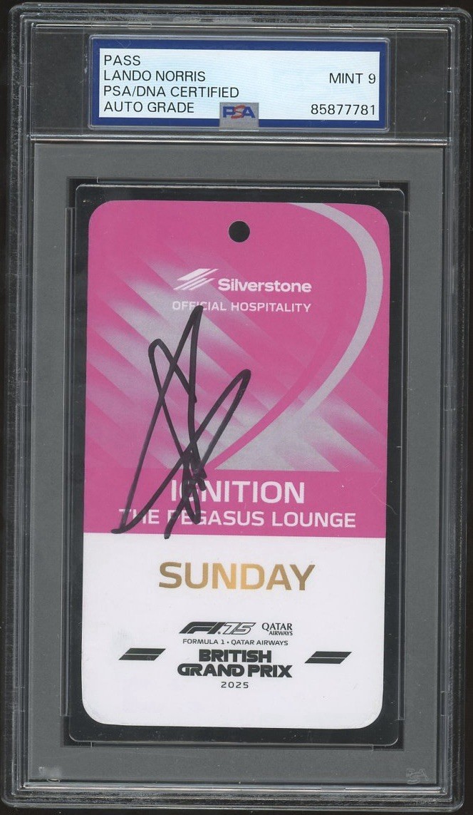 Lando Norris Signed 2025 F1 British Grand Prix 1st Home Win Pass PSA 9 AUTO WDC view 1