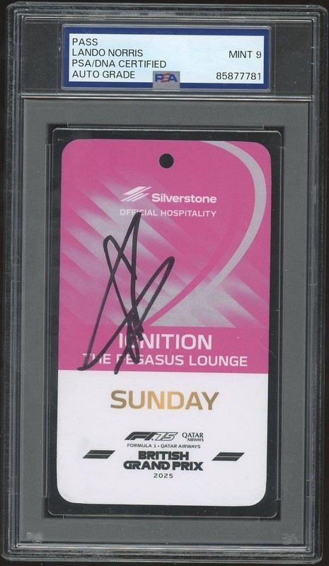 Lando Norris Signed 2025 F1 British Grand Prix 1st Home Win Pass PSA 9 AUTO WDC