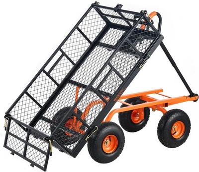 VEVOR 880lbs Steel Garden Dump Cart Utility Wagon Removable
