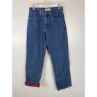 LL Bean Original Fit Flannel Lined Jeans Blue Red Plaid 6 Petite Straight VTG