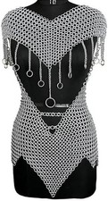 Medieval Chainmail Armor Set Silver Handmade Knight Costume LARP Cosplay Outfit