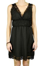 ANAMA NIGHT Women's Black Lacey Panel V-Cut Dress W11-275
