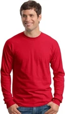 Gildan Adult Ultra Cotton 2400 Red Long Sleeve Crew Neck Tshirt New
