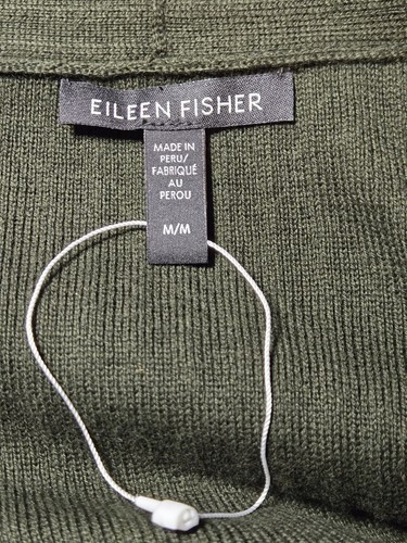 New EILEEN FISHER Long Ribbed Cotton Blend Open-front Sweater in Olive Size M - Picture 9 of 10