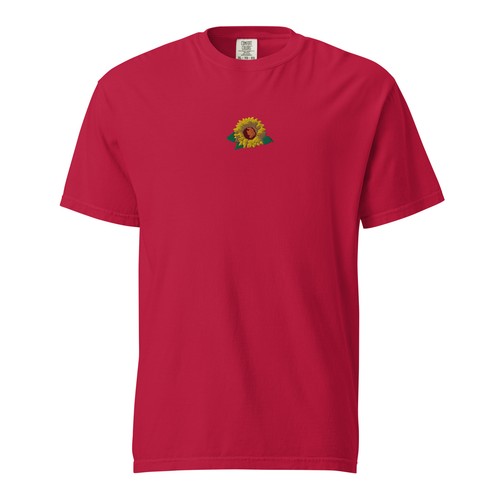 Embroidered Sunflower garment dyed t-shirt - Picture 3 of 10