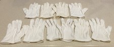 White cotton parade gloves, 5 pairs, fits sizes M to L, laundered, free shipping
