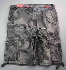 Men's Jordan Craig Camo Cargo Shorts Distressed Black Gray Size 36