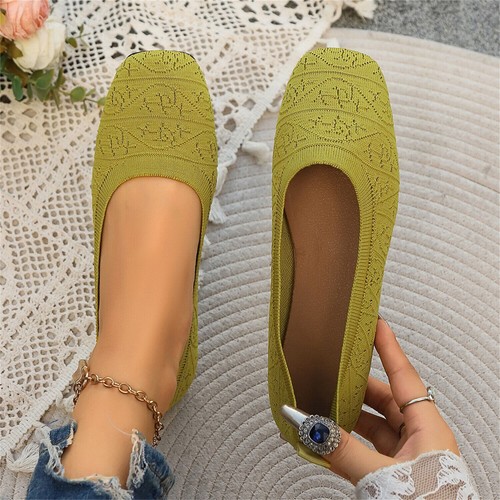 Ballerine da donna in maglia colore soild slip on leggere suola morbida scarpe da guardia - Foto 2 di 19