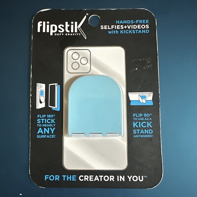 Flipstik Foldable Adhesive Mount for Most Cell Phones in Light Blue