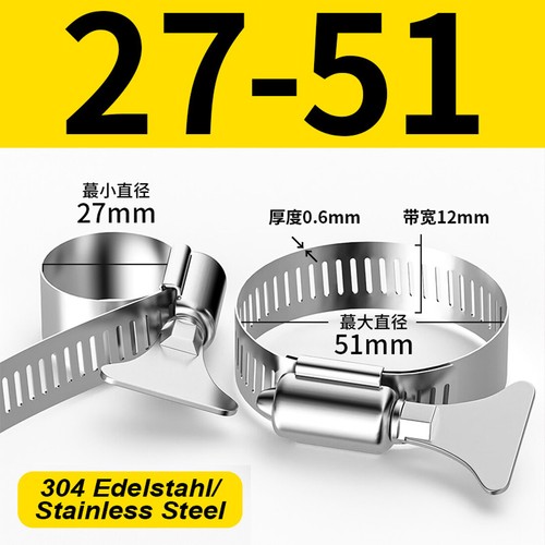 304 Edelstahl Schlauchschellen Rohrschellen 8 ~ 600 mm für Waschmaschine / Gasleitung - Bild 24 von 79