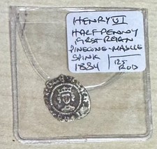 W995: Henry VI Hammered Silver Pinecone-Mascle Halfpenny, Strong Bust, S.1884