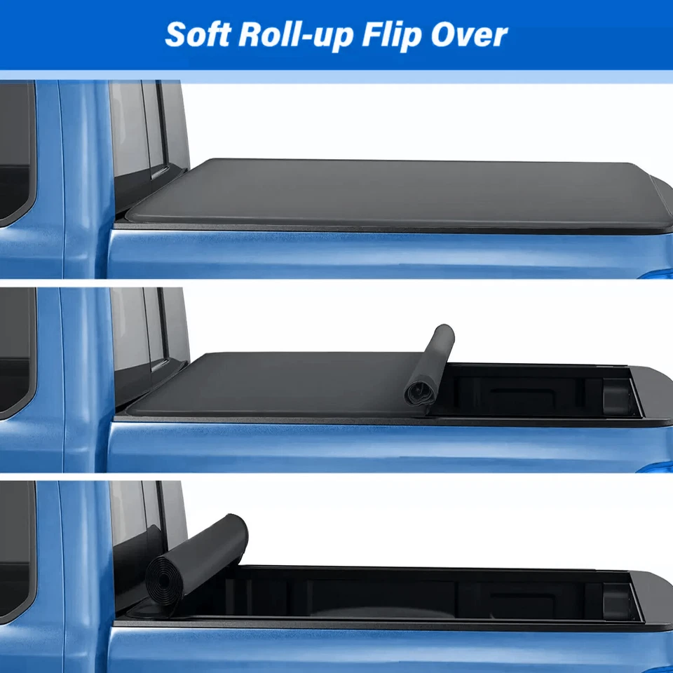 6.5' Truck Bed Tonneau Cover Soft Roll Up For Ford F150 F-150 Heritage 1997-2004 - Image 3 of 4