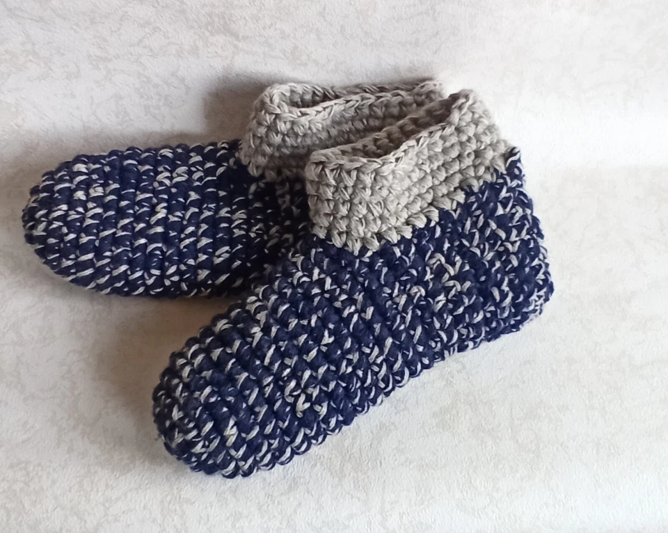 Zapatillas de lana unisex de ganchillo/calcetines ecológicos/talla EE. UU. 9-10, zapatos Foto 2 de 4