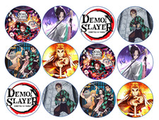 set of 12 Demon Slayer, Anime edible paper, cupcake cookie toppers decorations 