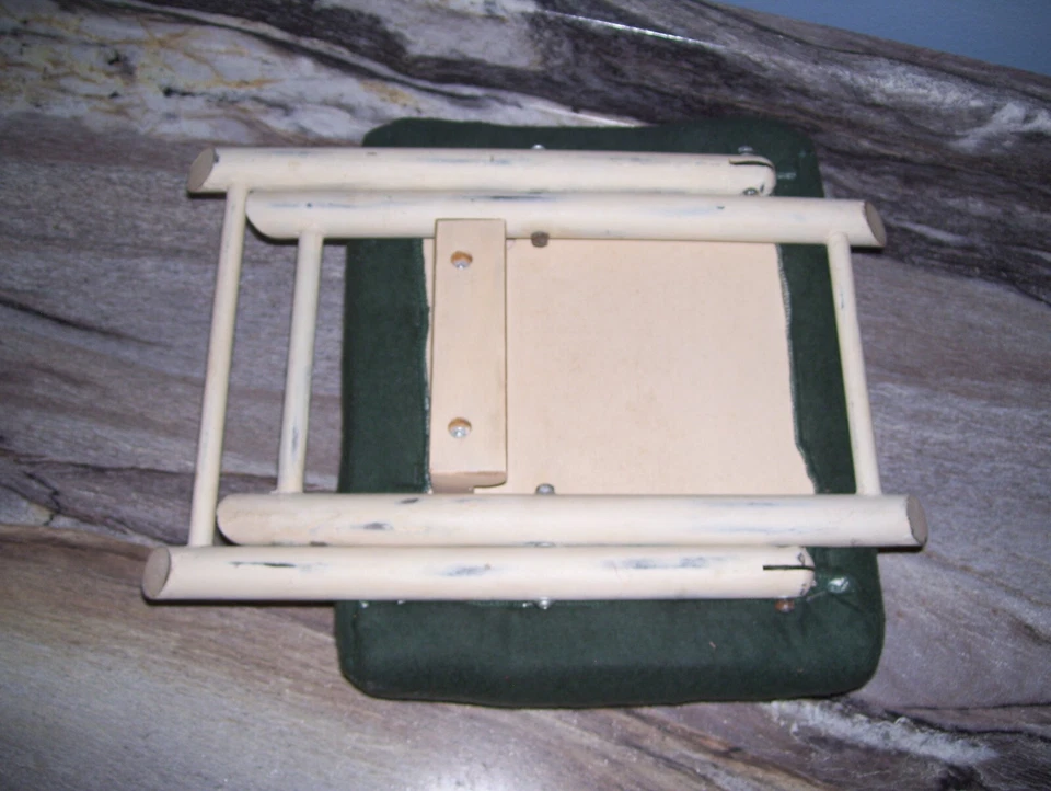 Hand Embroidered Cushon Top Folding Stool. Very Nice! - Image 4 of 4