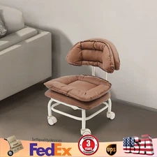 Brown Rolling Stool with Back Rest Heavy Duty Rolling Stool Roller Chair USA