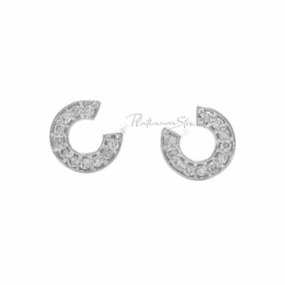 950 Platin 0,33 ct. echter Diamant Hufeisen Ohrring Handarbeit feiner Schmuck