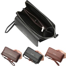 Large Wallet Clutch Long Leather Cellphone Purse Business Bag for Men Best Gifts