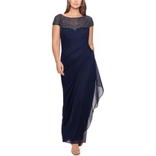 Xscape Womens Embellished Maxi Evening Dress Navy 10