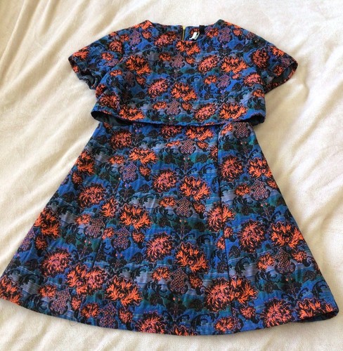 Topshop Brocade Mini Dress Petite Size UK 12 Side Cut Out Party Cocktail Wedding - Picture 12 of 19