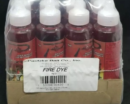 One 4 Ounce Bottle PAUTZKE HIGH OCTANE FIRE DYE - 1 - 40Z Fish Bait RED Fishing - Picture 11 of 12