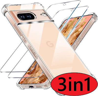 Google Pixel 8a 2x Schutzglas 9H Panzerfolie Glas + Handyhülle Case Bumper Full