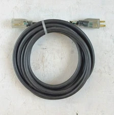 25' 12 Gauge Black Extension Cord with Lighted Outlet - Made in USA