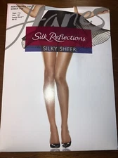 HANES Silk Reflections Silky Sheer Toe Non-Control Barely Black Sz AB Style 717
