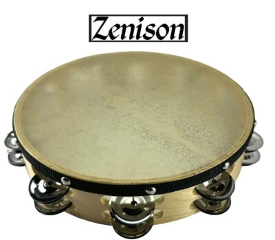 Traditional Wood 10'' Head Double Row Tambourine 18 JinglesAdults Kids Percussion