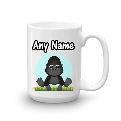Personalisierte große 15 Unzen Gorilla Becher maßgeschneidert Kaffee Name Tasse Safari Tiergeschenke